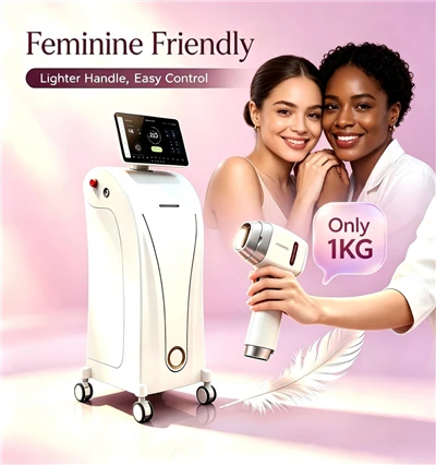 Design del manipolo ultra-leggero Diagnosi automatica dei guasti in 1 minuto Epilatore laser a diodi stazionario professionale 4 lunghezze d'onda con AI